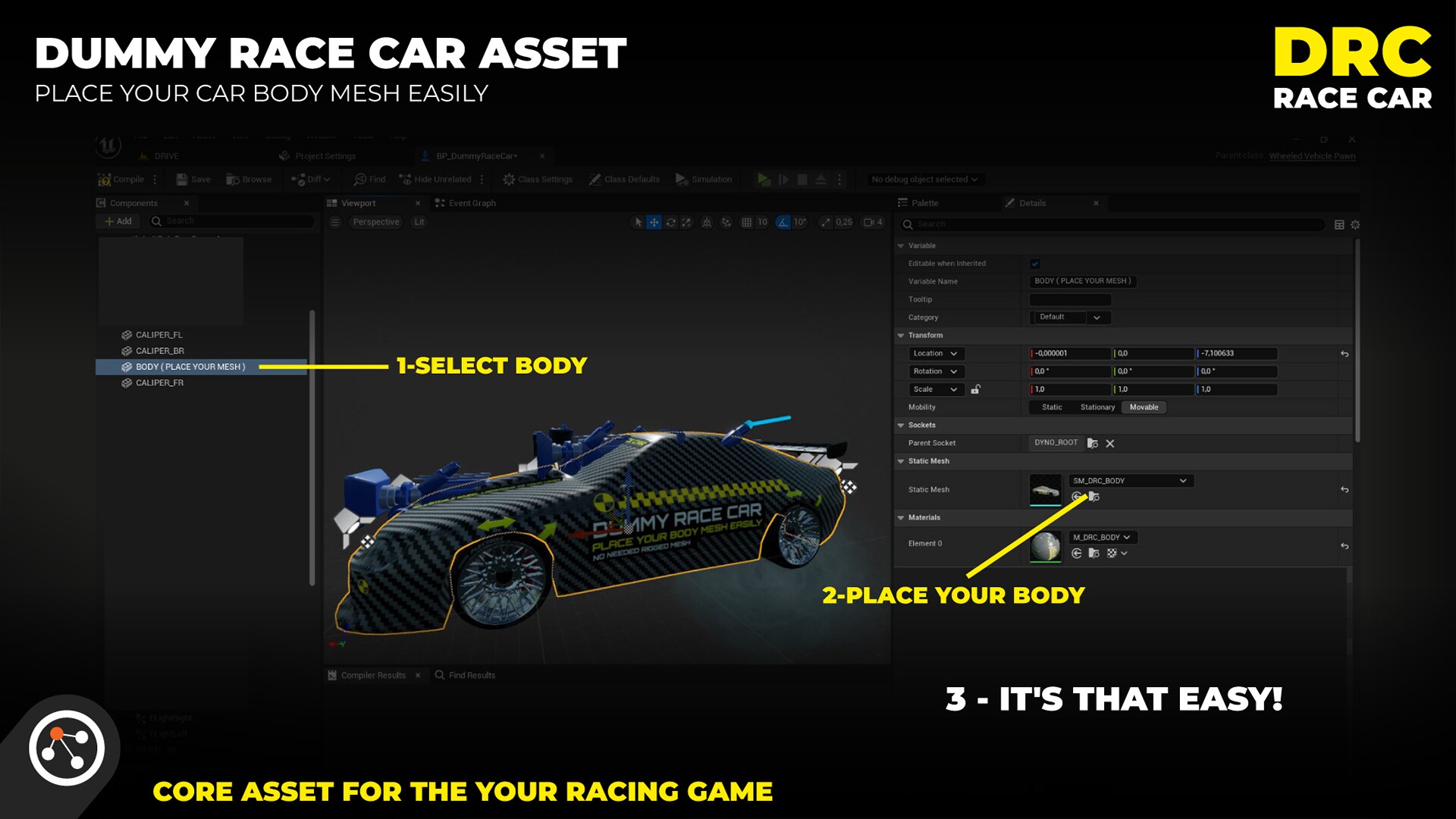 DUMMY RACE CAR ( FULL READY ) in Blueprints UE Marketplace
